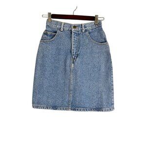 Vintage Denim Mini Skirt Blue 27" Retro 80s High Waist Cowgirl Concert Y2K Chic